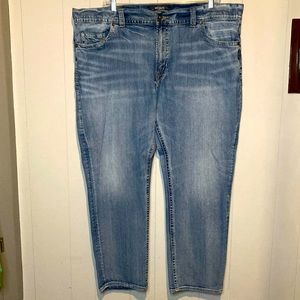 Eddie 46 X 30 Silver Blue Denim Jeans Relaxed Fit Tapered Leg